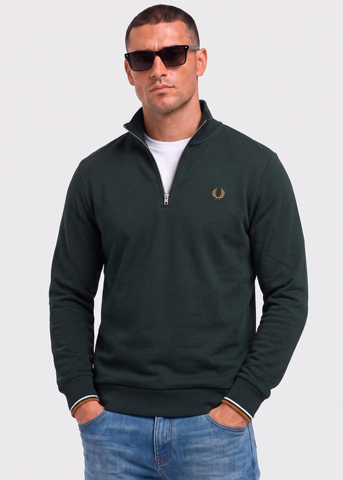 Half zip sweatshirt - night green dusky blue dark caramel