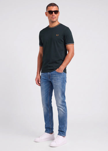 Twin tipped t-shirt - night green dusky blue dark caramel - 4