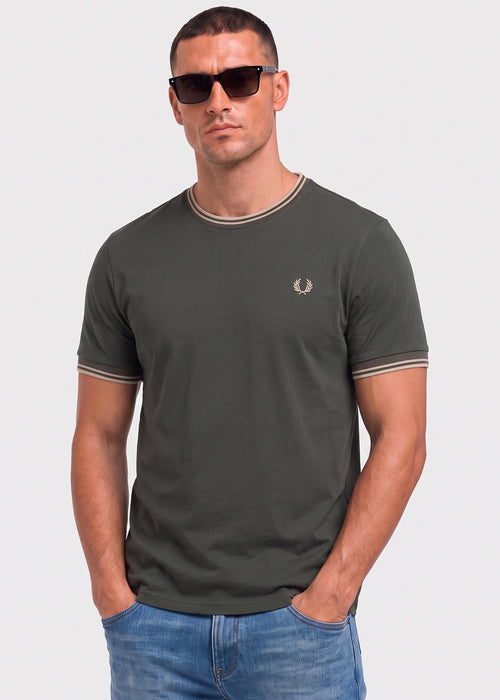 Twin tipped t-shirt - field green oatmeal