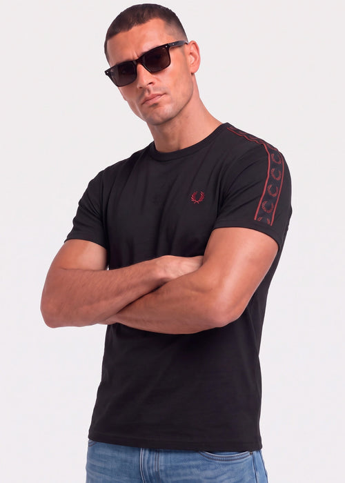 Contrast tape ringer t-shirt - black