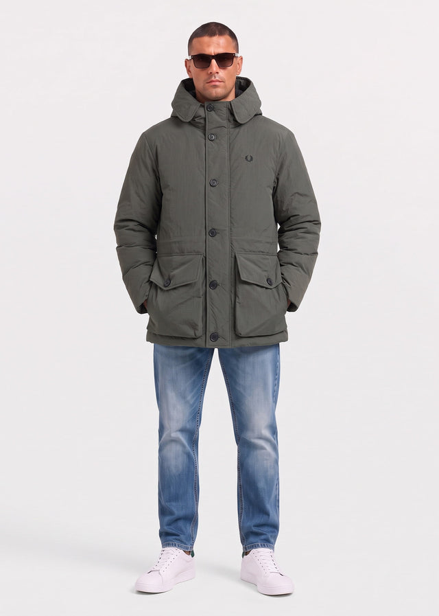 Fred Perry Jacken Padded patch pocket parka - field green