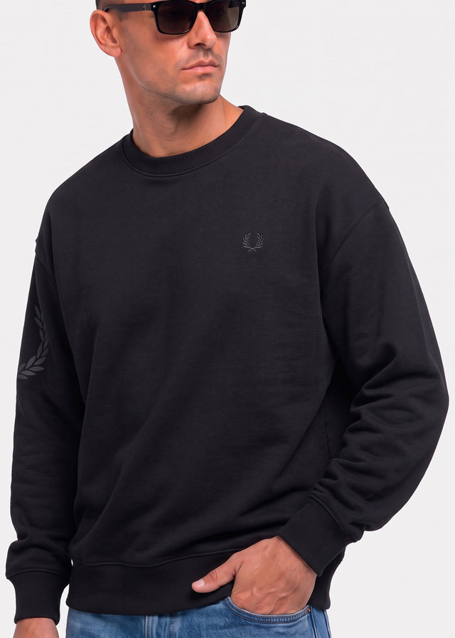 Fred Perry Pullover Reflective laurel sweatshirt - black