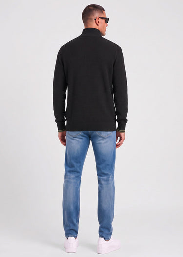 Fred Perry Truien Waffle stitch half zip jumper - black