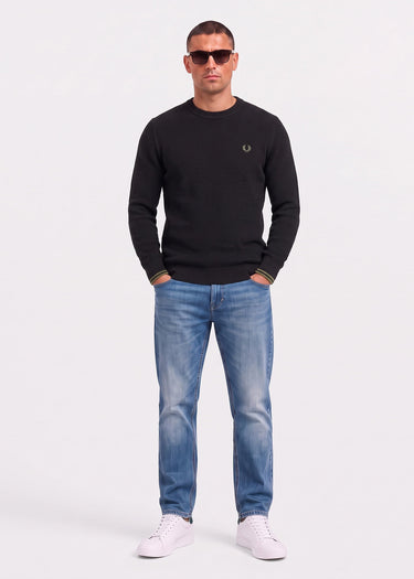 Fred Perry Pullover Waffle stitch jumper - black (Copy)