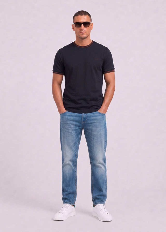 Fred Perry T-Shirts Twin tipped t-shirt - navy brandy rich brown