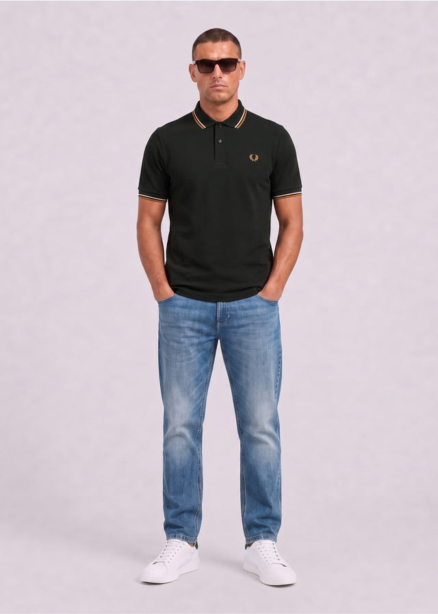 Fred Perry Poloshirts Twin tipped polo - night green dusky blue dark caramel