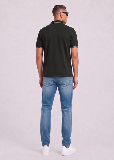 Fred Perry Polo's Twin tipped polo - night green dusky blue dark caramel