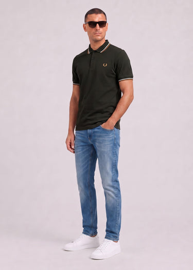 Fred Perry Polo's Twin tipped polo - night green dusky blue dark caramel