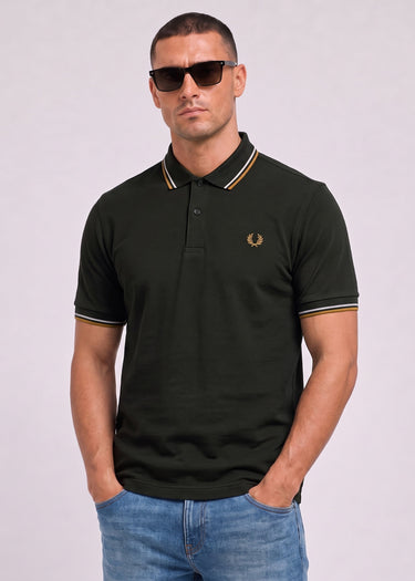 Fred Perry Polo's Twin tipped polo - night green dusky blue dark caramel
