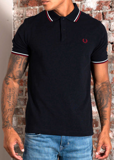 Fred Perry Polo's Twin tipped fred perry shirt - navy snow white burnt red