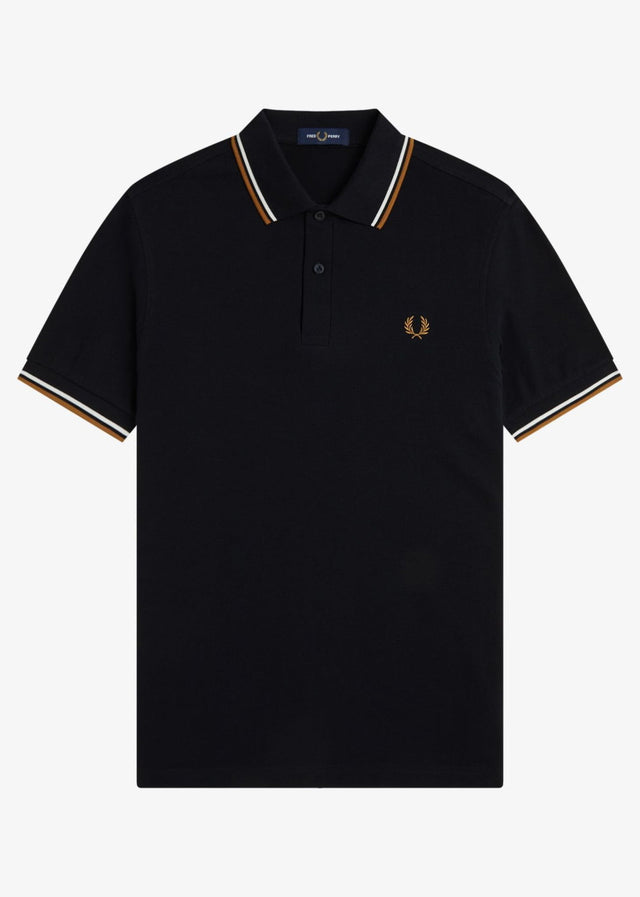 Fred Perry Poloshirts Twin tipped polo - black ecru dark caramel