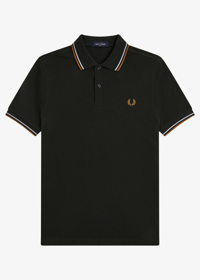 Fred Perry Poloshirts Twin tipped polo - night green dusky blue dark caramel