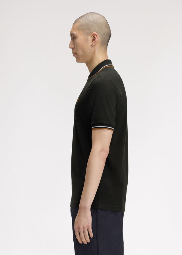 Fred Perry Poloshirts Twin tipped polo - night green dusky blue dark caramel