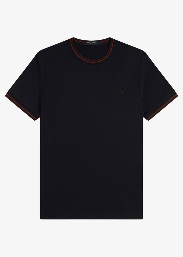 Fred Perry T-Shirts Twin tipped t-shirt - navy brandy rich brown
