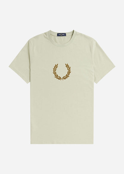 Fred Perry T-shirts  Flocked laurel wreath gra tee - light oyster 