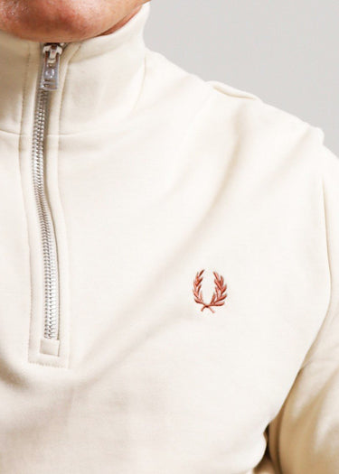 Fred Perry Truien Half zip sweatshirt - oatmeal whisky brown