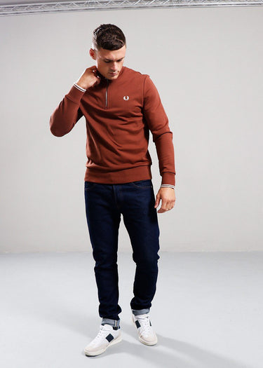 Fred Perry Truien Half zip sweatshirt - whisky brown porridge marl