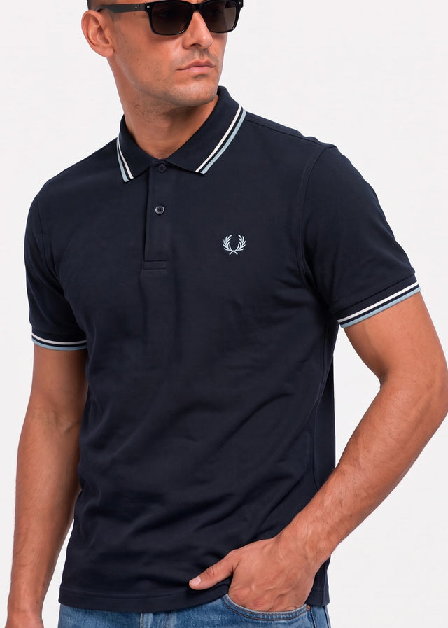 Fred Perry Poloshirts Twin tipped polo - navy ecru silver blue