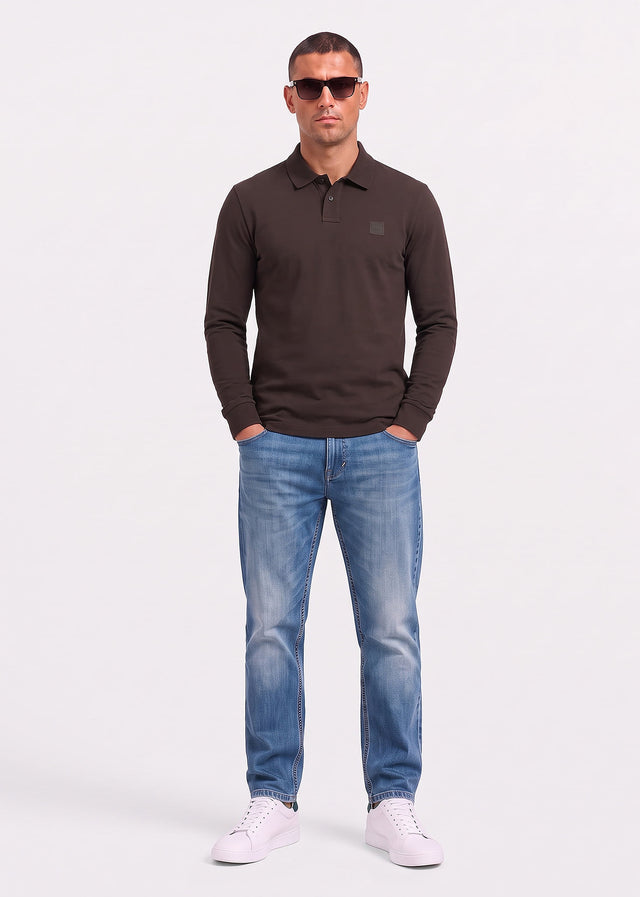 Hugo Boss Longsleeve Polo's Passerby - dark brown