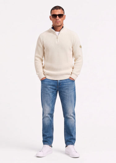 Henri Lloyd Truien Golant quarter zip ribbed knit - ecru