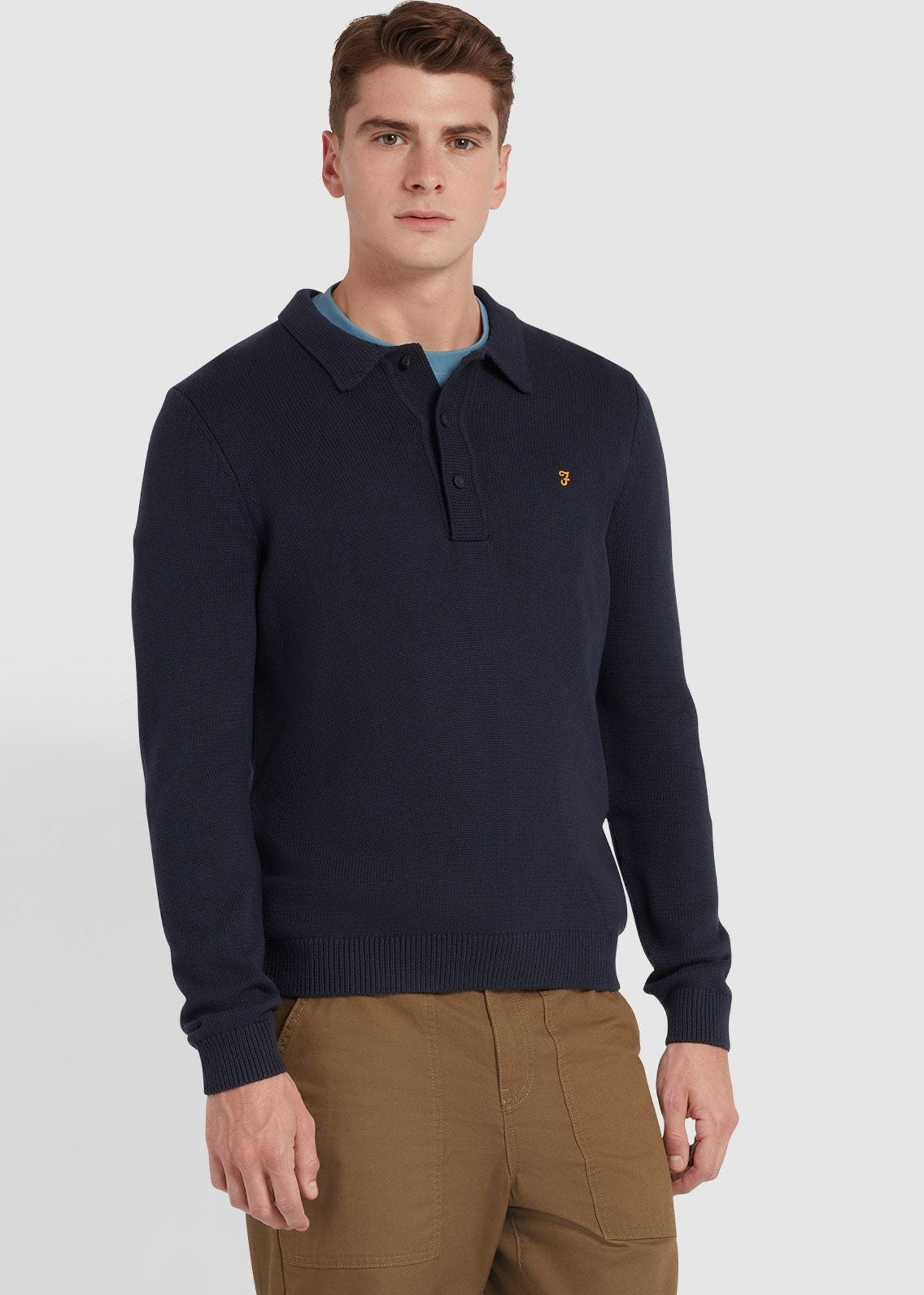 Farah Truien  Sweater hamlet knit ls polo - true navy 