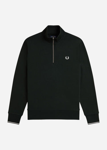 Fred Perry Truien Half zip sweatshirt - night green snow white