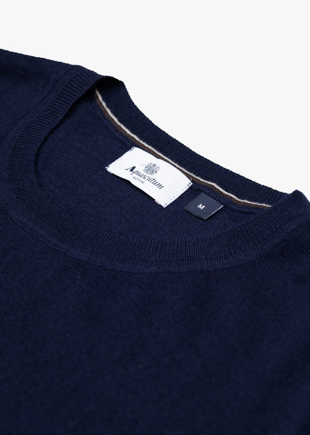 Aquascutum Pullover Extrafine merino wool patches knit - navy