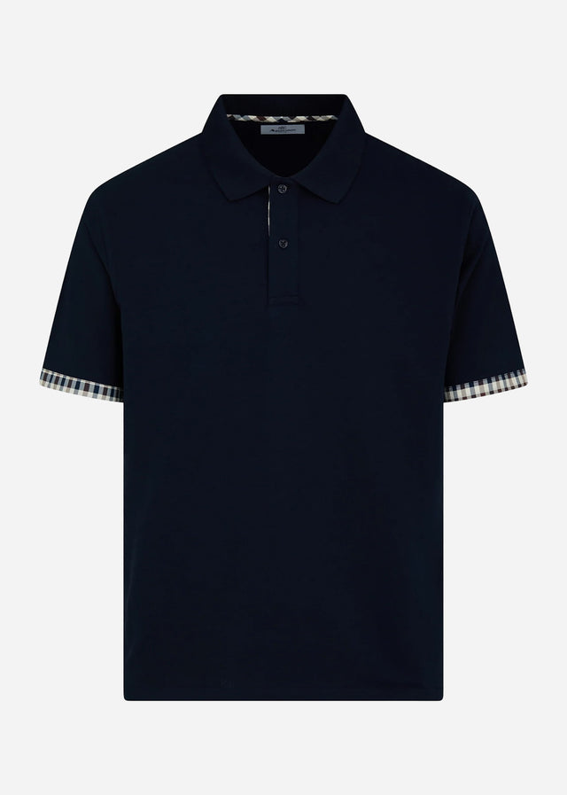 Aquascutum Poloshirts Cc stretch piqué sleeve polo - navy