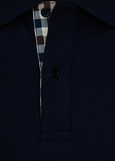 Aquascutum Polo's Cc stretch piqué sleeve polo - navy