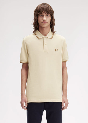 Fred Perry Polo's Twin tipped polo - oatmeal warm stone shaded stone