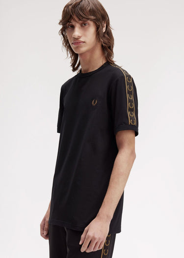 Fred Perry T-shirts Contrast tape ringer t-shirt - black shaded stone