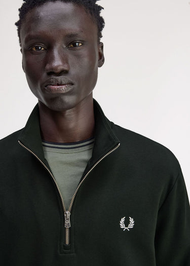 Fred Perry Truien Half zip sweatshirt - night green snow white