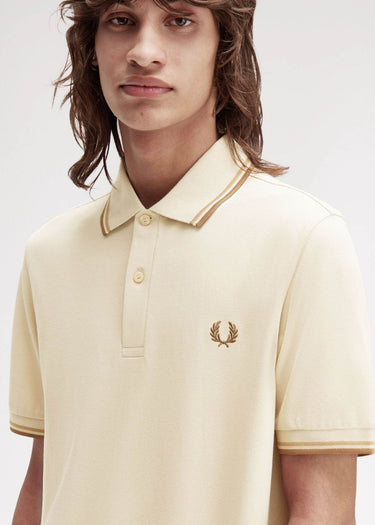 Fred Perry Polo's Twin tipped polo - oatmeal warm stone shaded stone