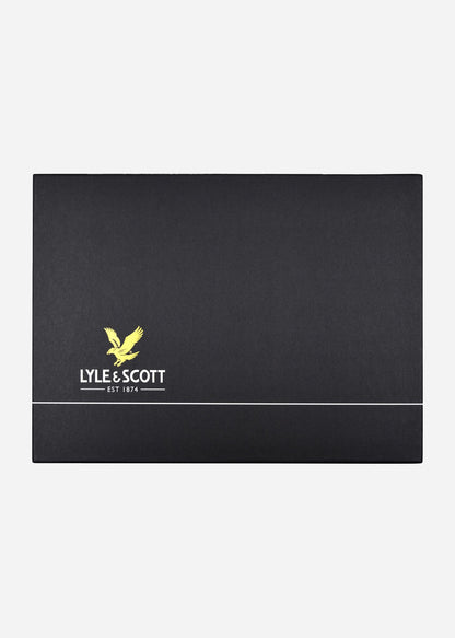 Lyle & Scott Sjaals  Lambswool blend checked scarf and beanie gift set - dark navy 