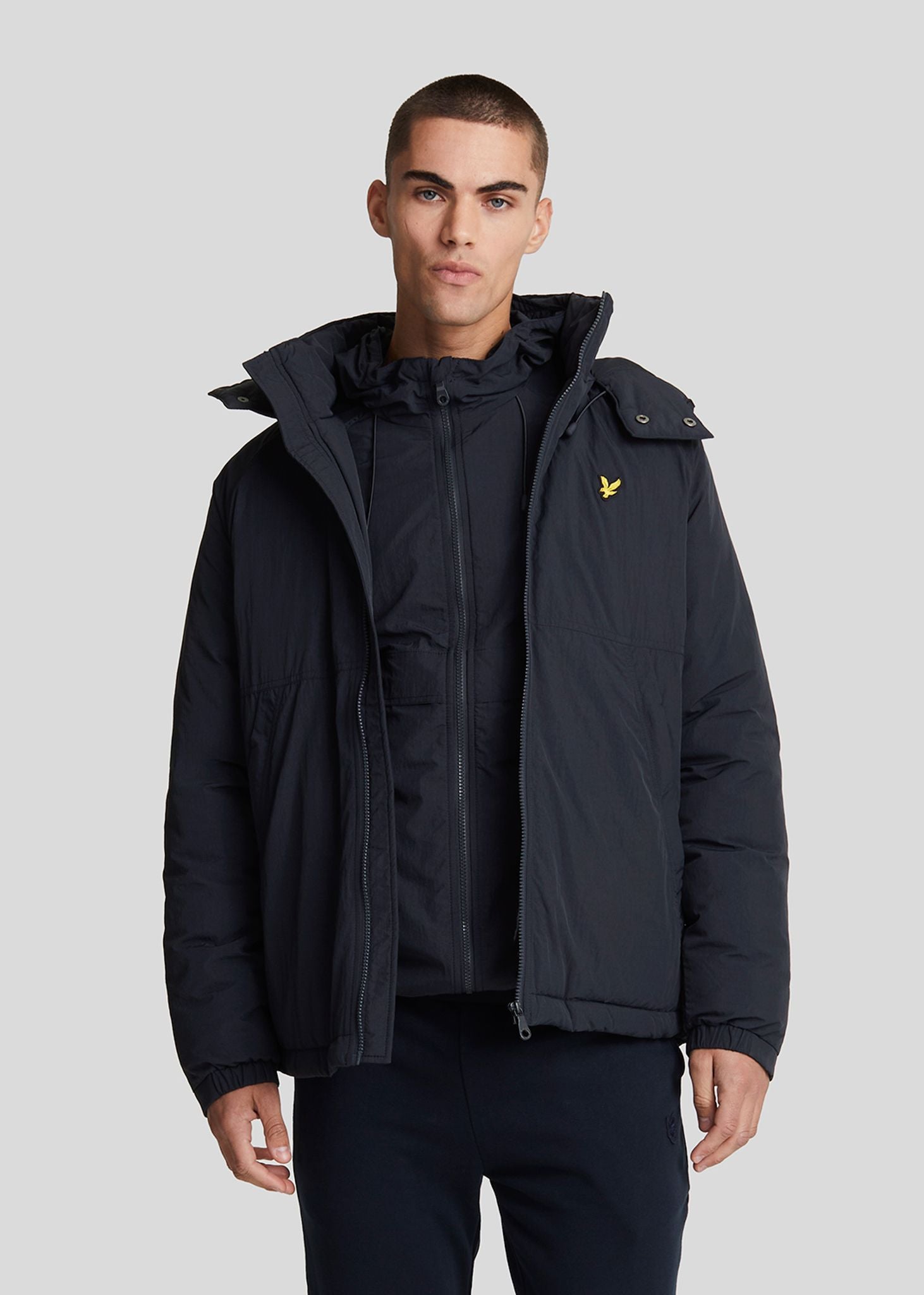 Black padded down jacket online