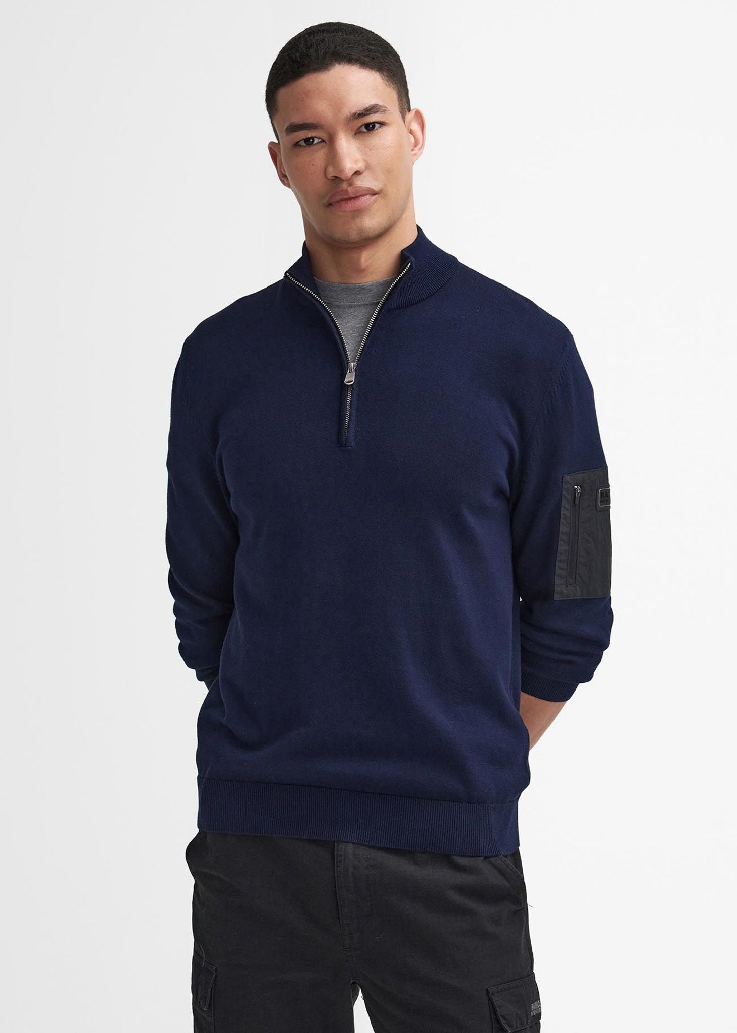 Barbour International Truien  Blades cotton half zip jumper - navy 