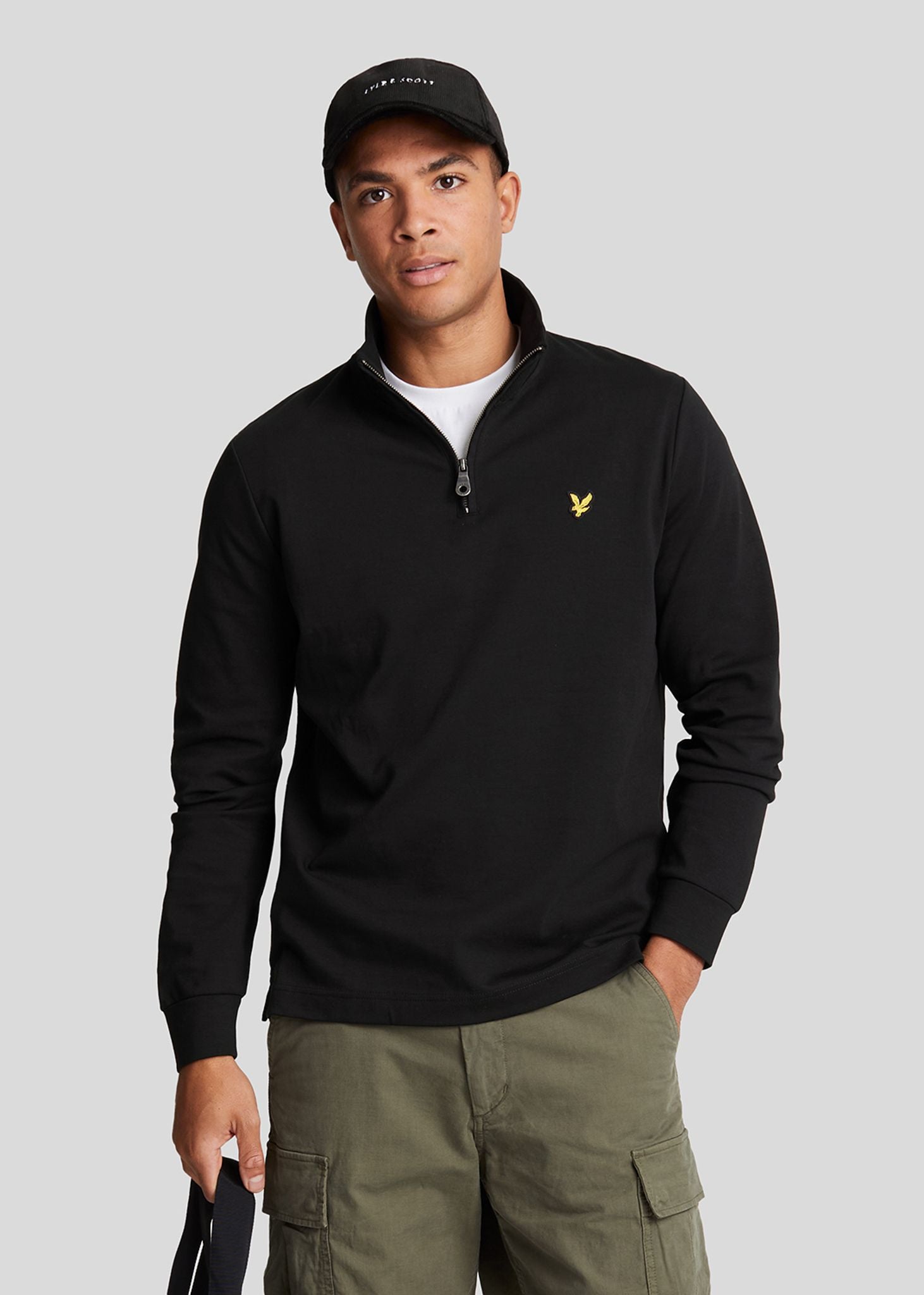 Lyle & Scott Truien  Interlock quarter zip - jet black 