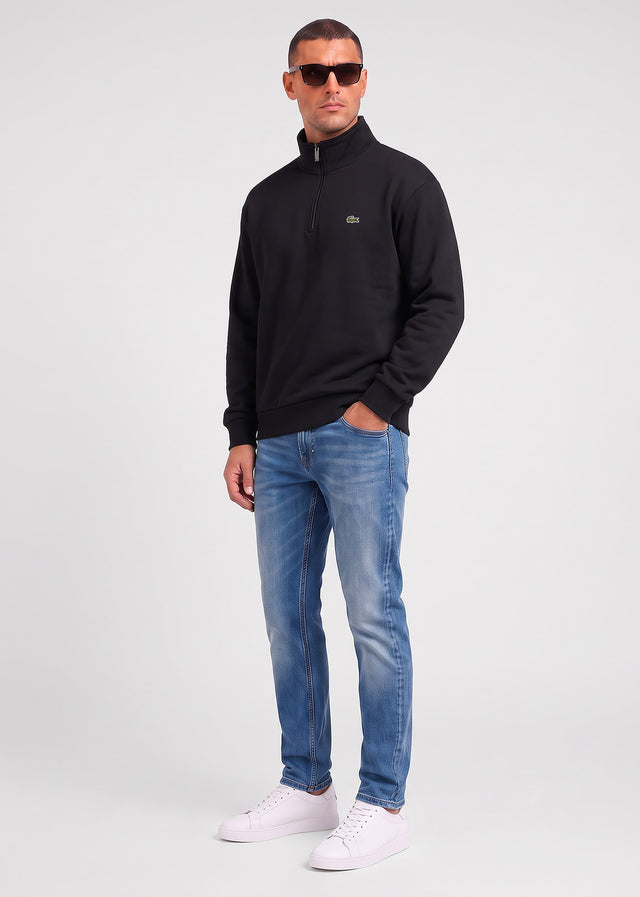 Lacoste Pullover Quarter zip fleece sweatshirt - black