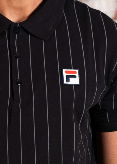 Fila Polo's Linter striped polo shirt - black iron gate striped