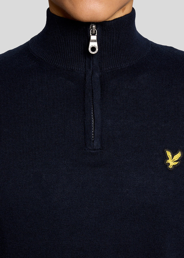 Lyle & Scott Pullover Cotton merino quarter zip jumper - dark navy