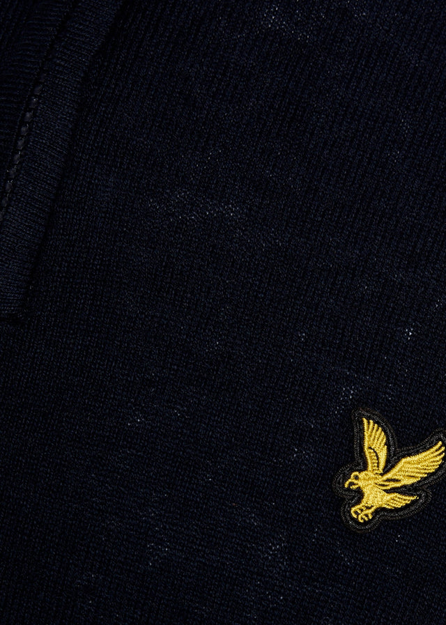 Lyle & Scott Pullover Cotton merino quarter zip jumper - dark navy