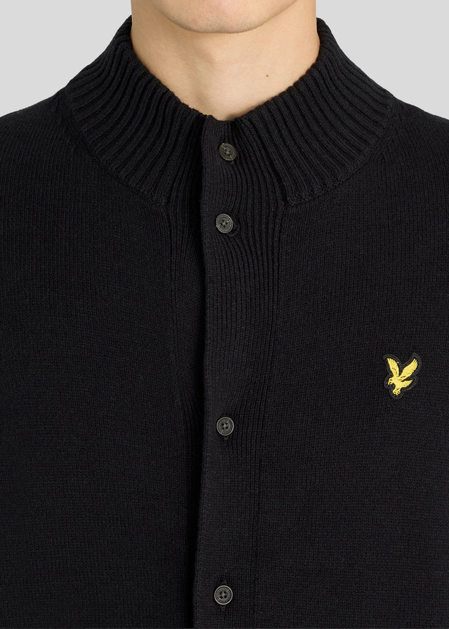Lyle & Scott Sweatjacken Rib insert button through jumper - jet black