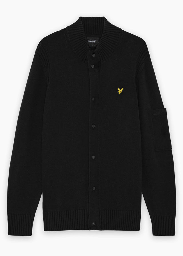 Lyle & Scott Sweatjacken Rib insert button through jumper - jet black