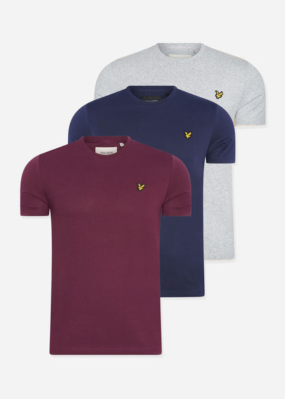 Lyle & Scott T-shirts  3 pack t-shirt - Burgundy - Navy - Light Grey Marl 