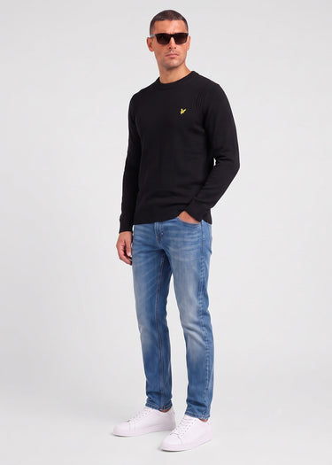 Lyle & Scott Truien Rib insert crew neck jumper - jet black