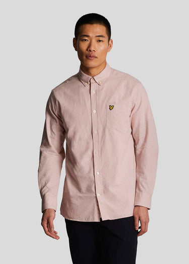 Lyle & Scott Overhemden  Cotton linen button down shirt - light pink 