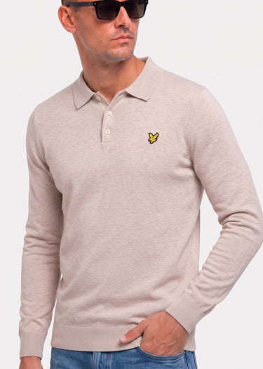 Lyle & Scott Truien Cotton merino long sleeve knitted polo - cove