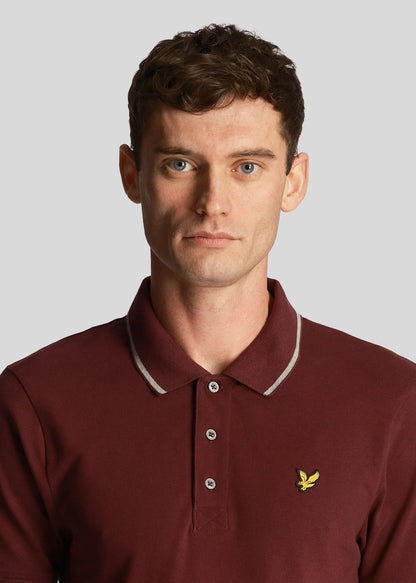 Lyle & Scott Polo's  Tipped polo shirt - burgundy mid grey marl 