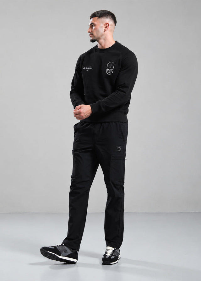Marshall Artist Pullover Blue print crew neck - black