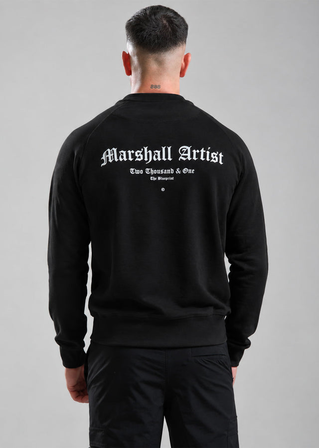 Marshall Artist Pullover Blue print crew neck - black